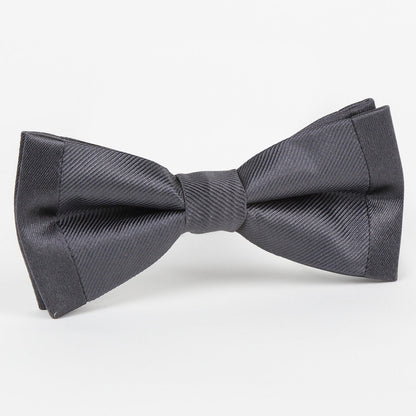 Charcoal Luxury Pure Silk Twill Weave/Satin Edge Slim Bow Tie