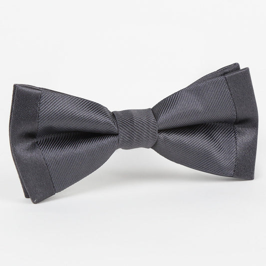 Charcoal Luxury Pure Silk Twill Weave/Satin Edge Slim Bow Tie