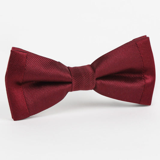 Burgundy Luxury Pure Silk Twill Weave/Satin Edge Slim Bow Tie