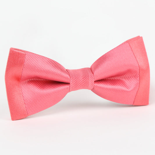 Coral Luxury Pure Silk Twill Weave/Satin Edge Slim Bow Tie