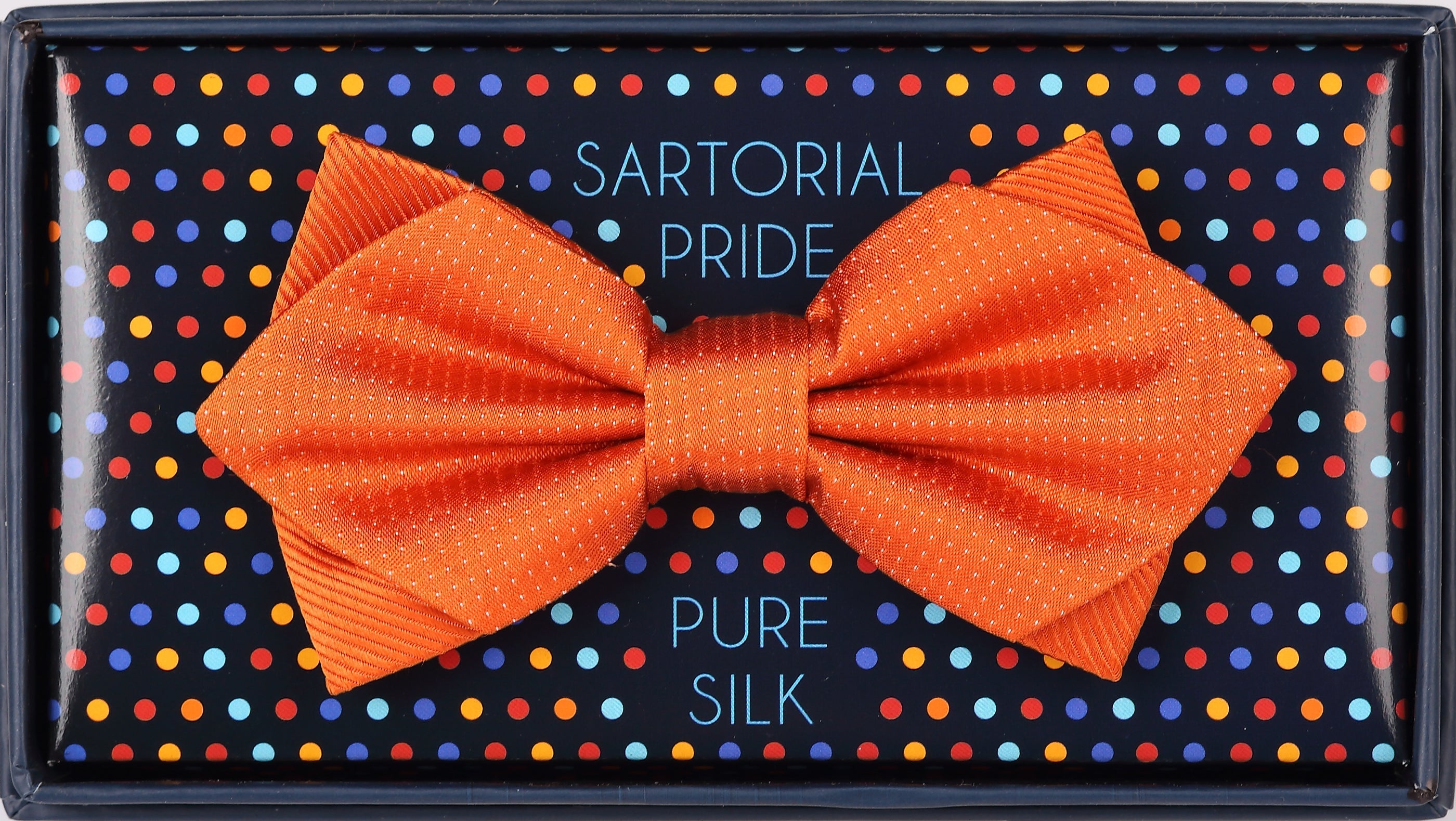 Orange Pinpoint Orange Luxury Pure Silk Combo PinPoint Satin/Twill Weave Bow Tie – The ...