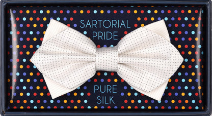 Off White Luxury Pure Silk Combo PinPoint Satin/Twill Weave Bow Tie