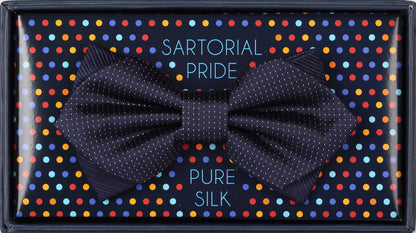 Navy Luxury Pure Silk Combo PinPoint Satin/Twill Weave Bow Tie