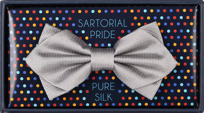 Silver Luxury Pure Silk Combo PinPoint Satin/Twill Weave Bow Tie
