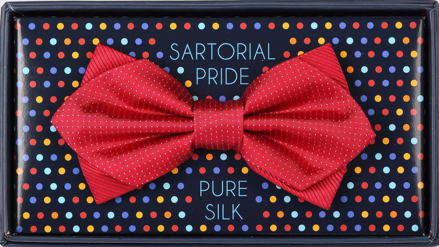 Red Luxury Silk Combo Pin Point Satin/Twill Weave Bow Tie