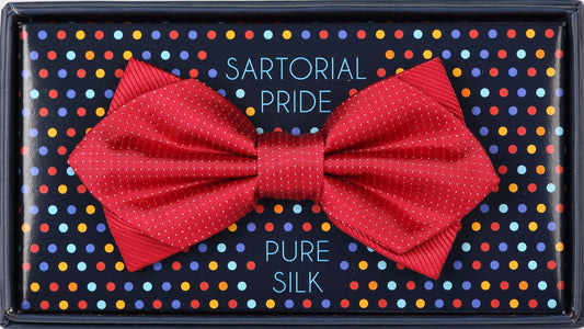 Red Luxury Silk Combo Pin Point Satin/Twill Weave Bow Tie