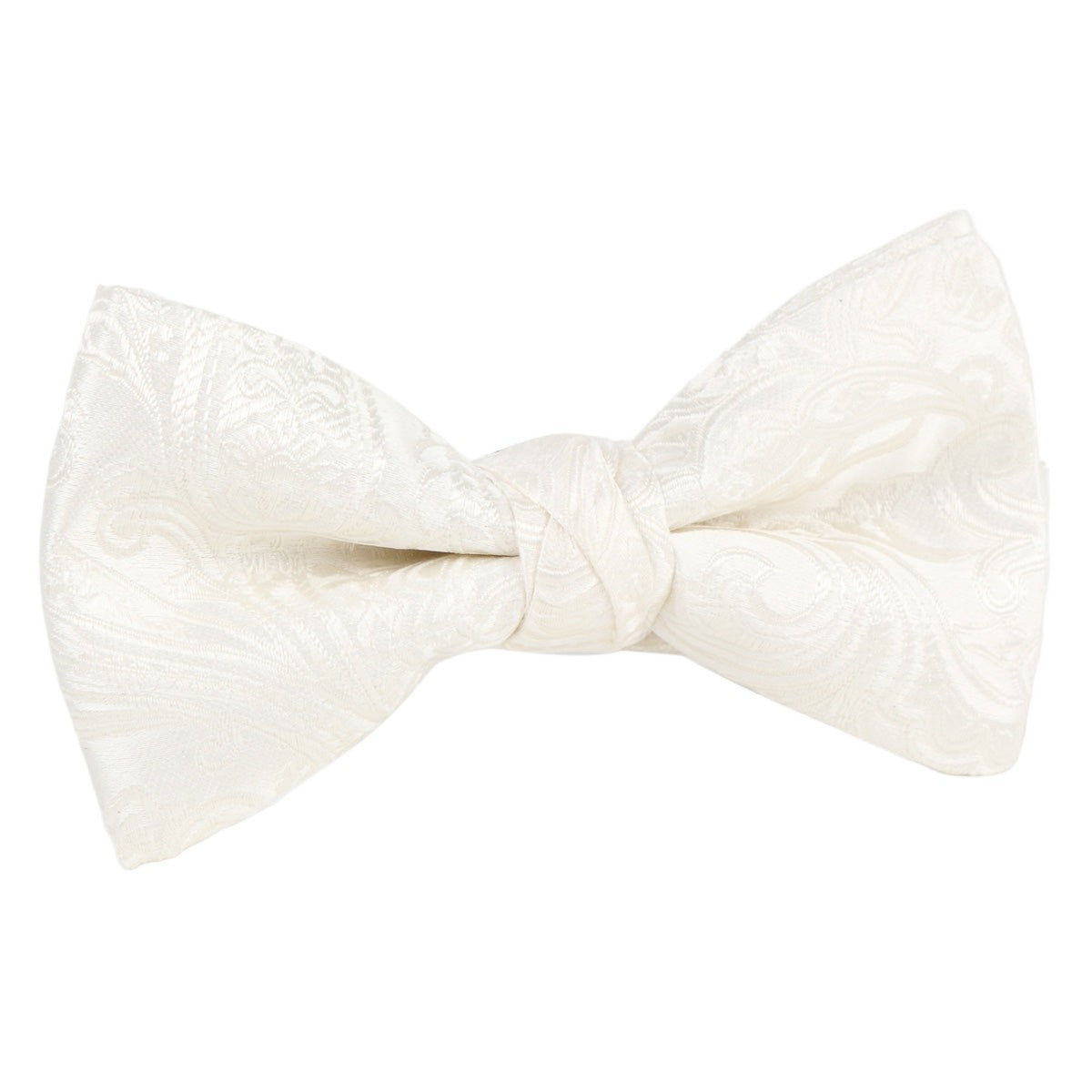 Off White Luxury Pure Silk Paisley Weave Single Dimple Silk Bow Tie