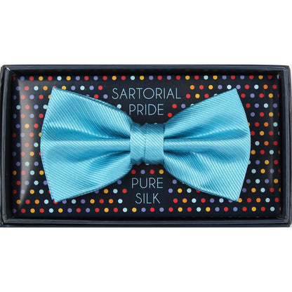 Turquoise Pure Silk Twill Weave Bow Tie