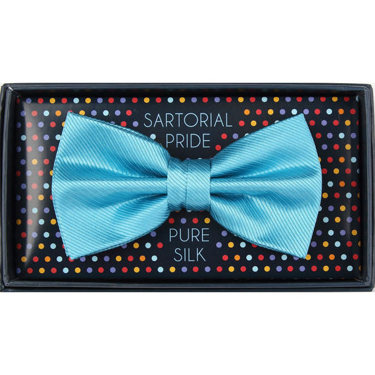 Turquoise Pure Silk Twill Weave Bow Tie