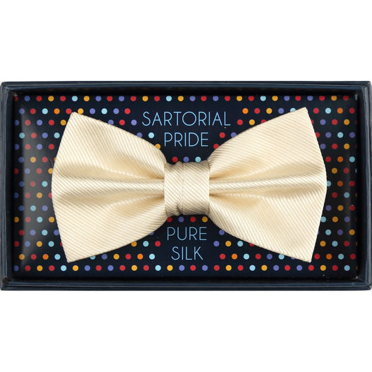 Ivory Pure Silk Twill Weave Silk Bow Tie