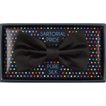 Black Pure Silk Twill Weave Bow Tie