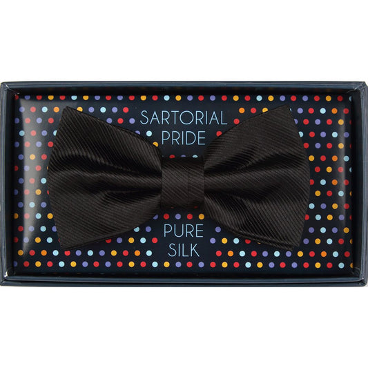 Black Pure Silk Twill Weave Bow Tie