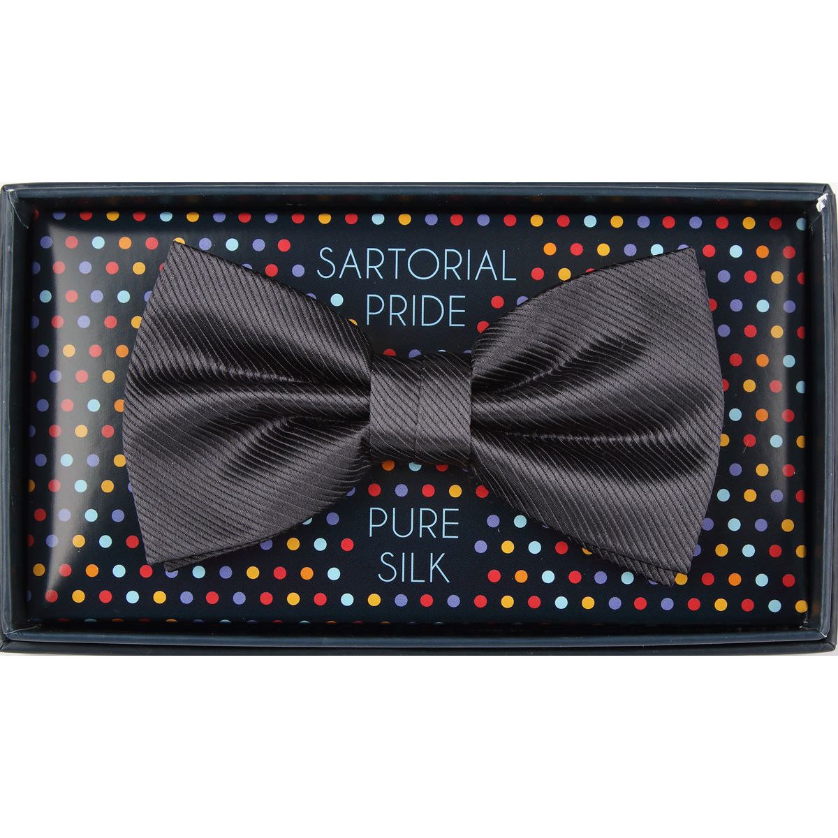 Charcoal Pure Silk Twill Weave Bow Tie