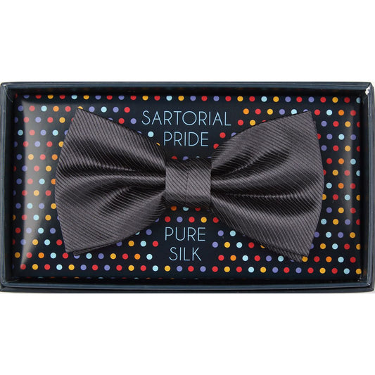 Charcoal Pure Silk Twill Weave Bow Tie