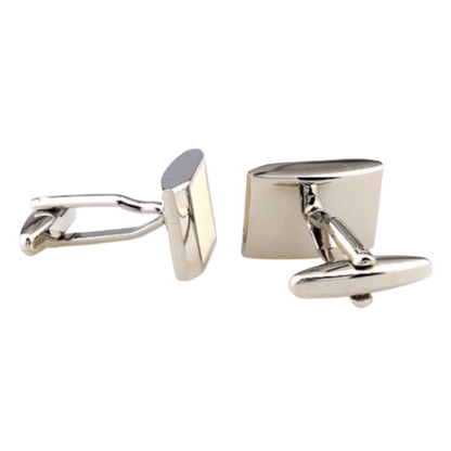 Silver/Beige Enamel Cuff Links