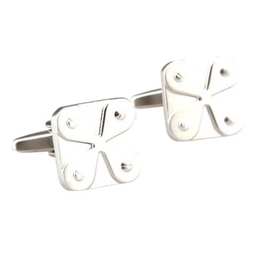 Silver Four Leaf Clover Cuff Links
