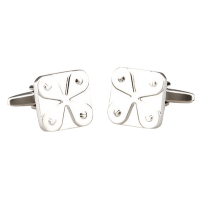 Silver Four Leaf Clover Cuff Links