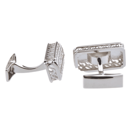 Silver Crystal Hellenic Cuff Links