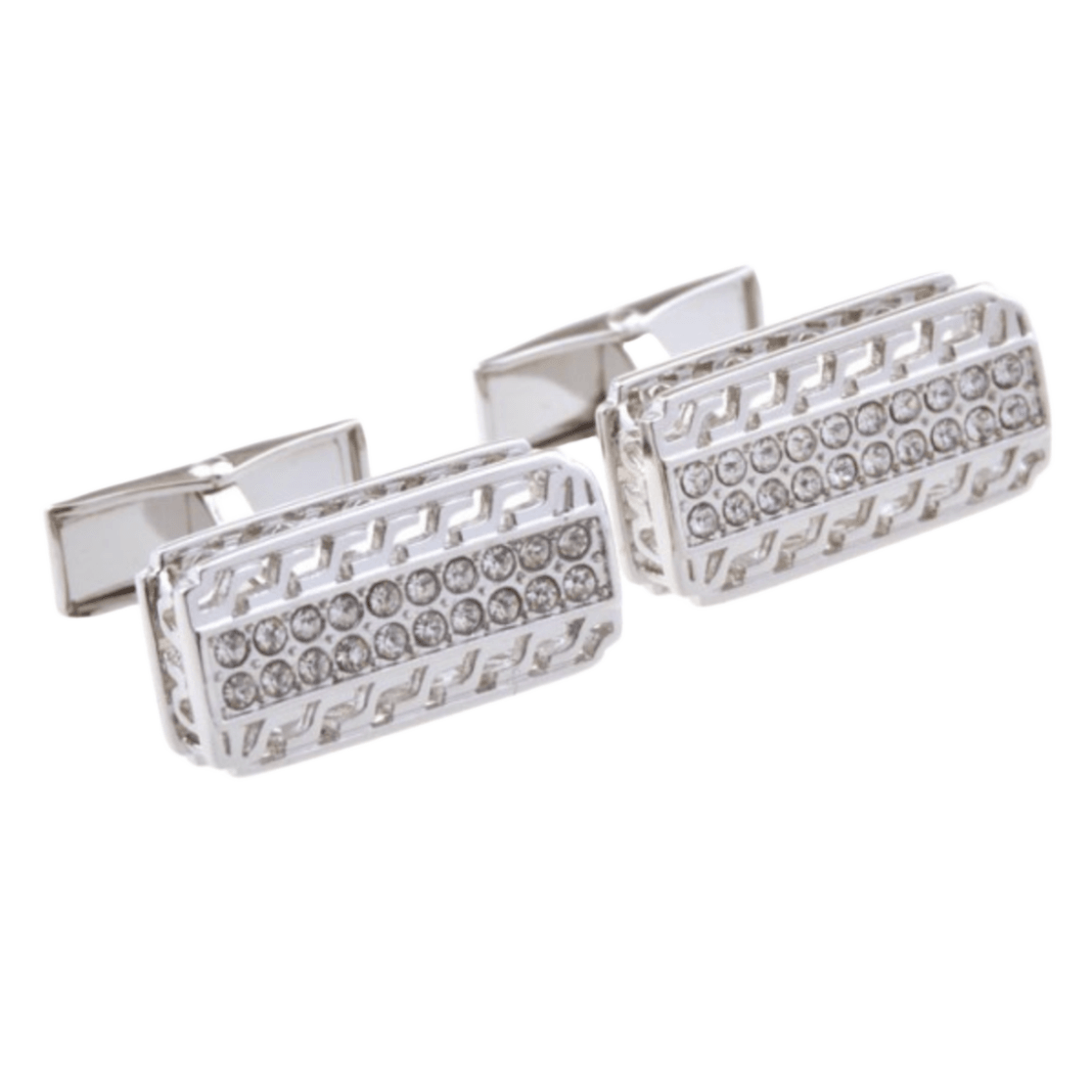 Silver Crystal Hellenic Cuff Links