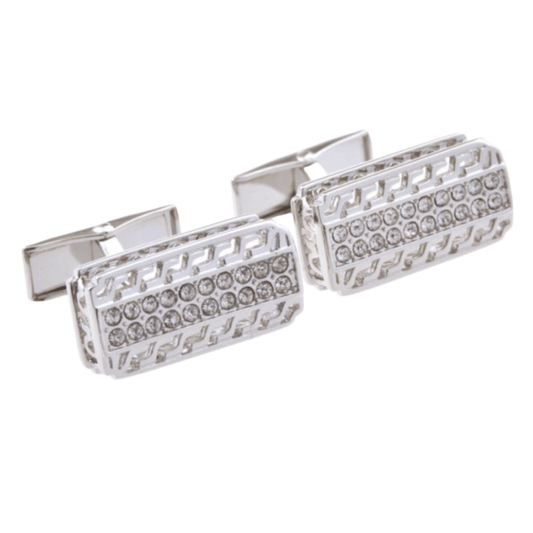 Silver Crystal Hellenic Cuff Links