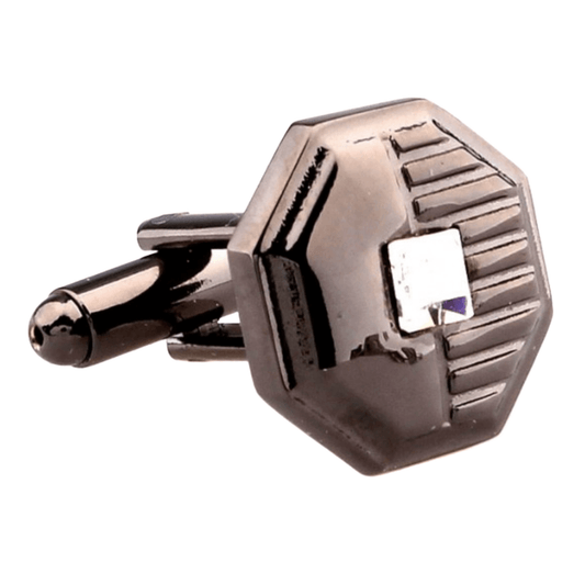 Black Crystal Octagon Cuff Links