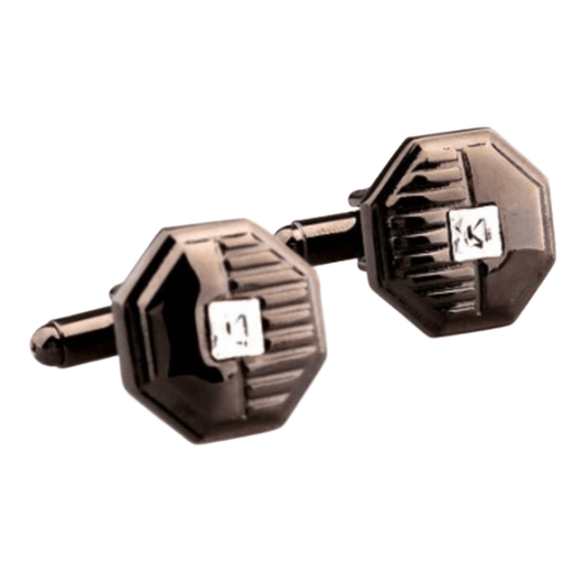 Black Crystal Octagon Cuff Links