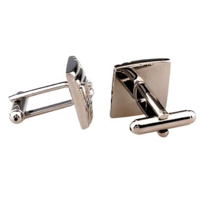 Silver Geometric Crystal Square Cuff Links