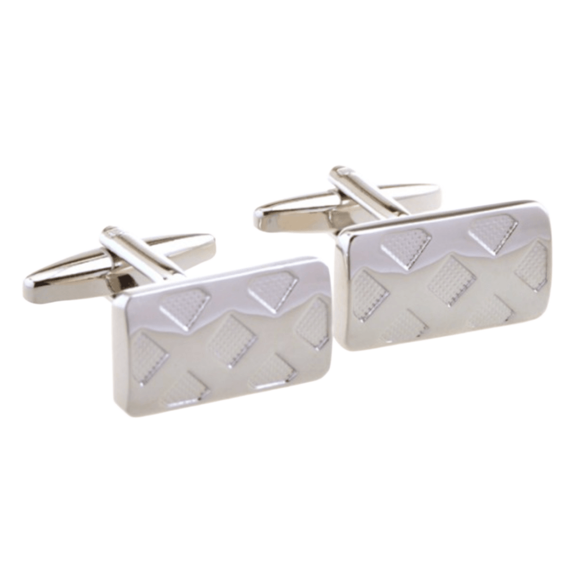 Silver Double X Check Cuff Links