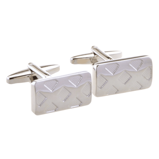 Silver Double X Check Cuff Links
