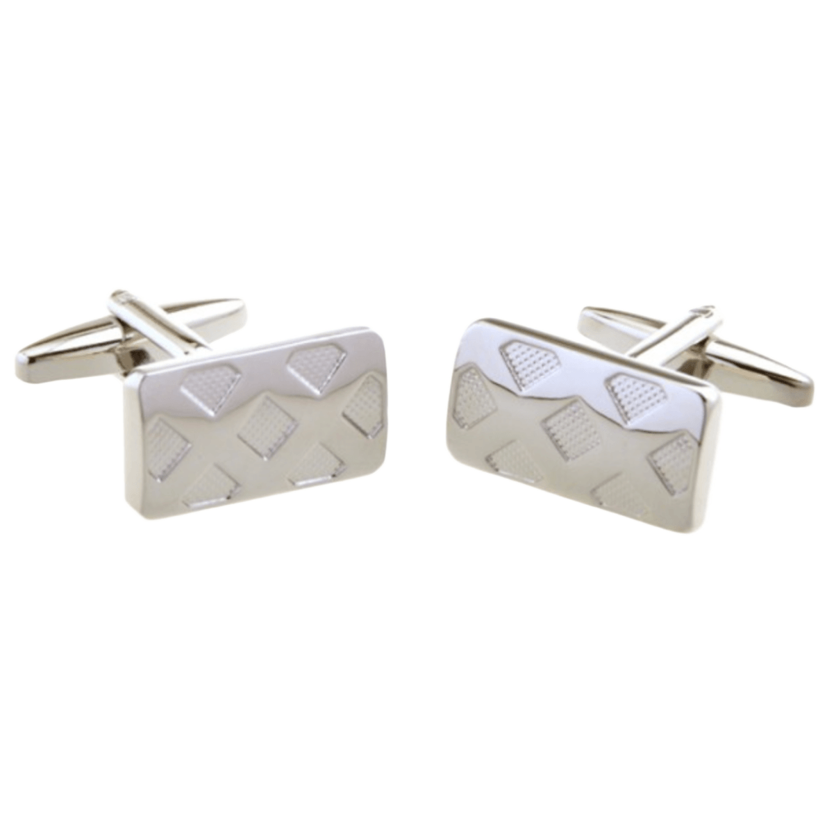 Silver Double X Check Cuff Links