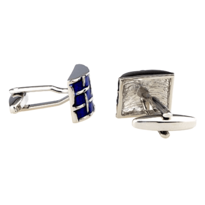 Silver/Blue Curved Weave Cuff Links