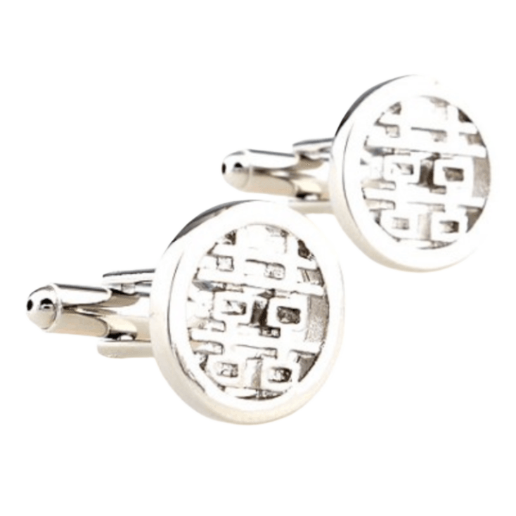 Silver Happiness Symbol Cuff Links