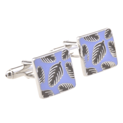 Silver/Lilac/Black Palm Enamel Cuff Links