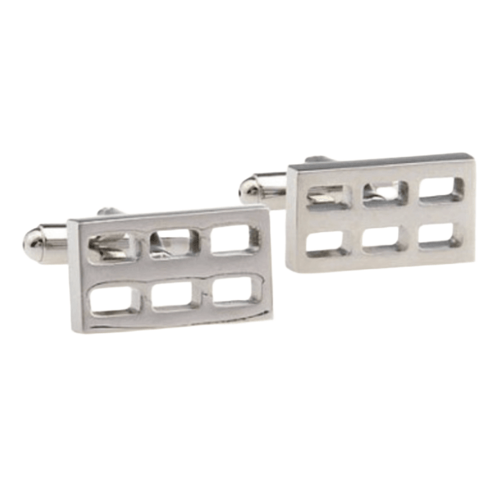 Silver Hollow Rectangle Cuff Links