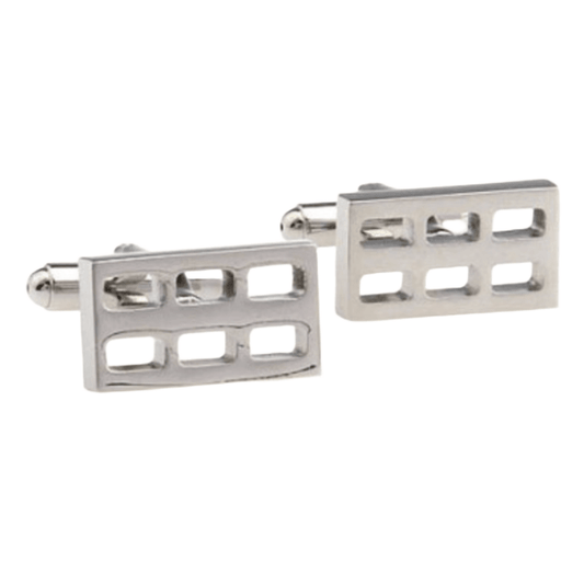 Silver Hollow Rectangle Cuff Links