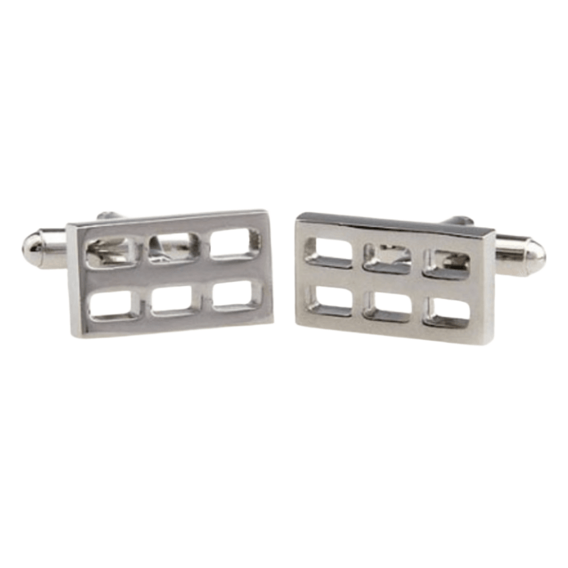 Silver Hollow Rectangle Cuff Links
