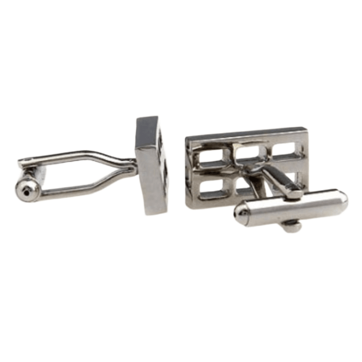 Silver Hollow Rectangle Cuff Links