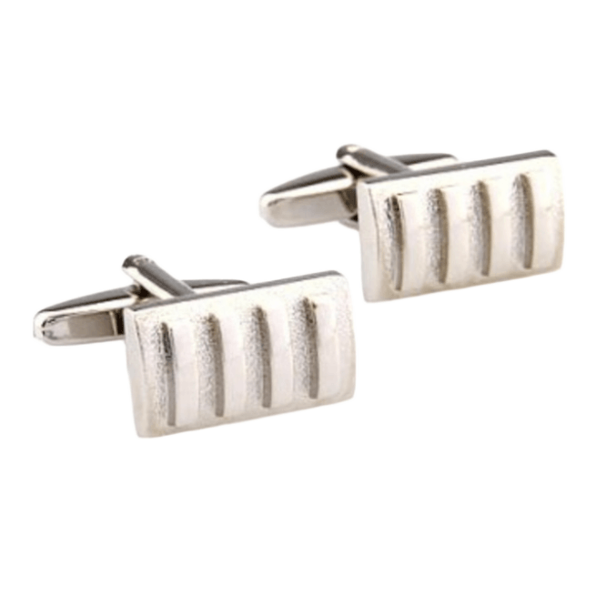 Silver Concave Convex Cuff Links