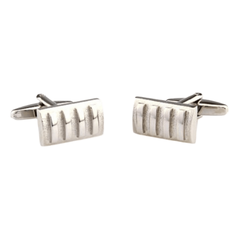 Silver Concave Convex Cuff Links