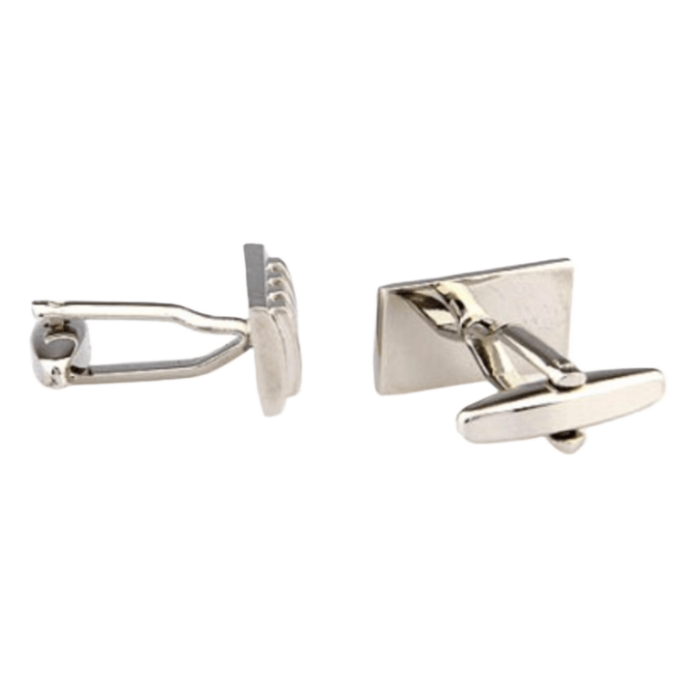 Silver Concave Convex Cuff Links