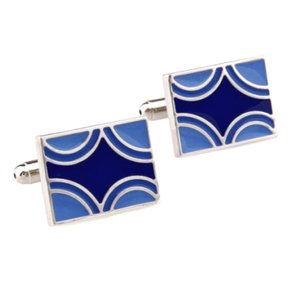 Silver/Blue Rectangle Cuff Links