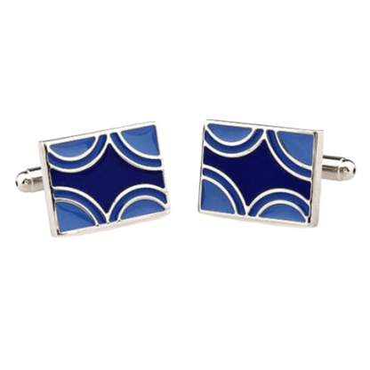 Silver/Blue Rectangle Cuff Links
