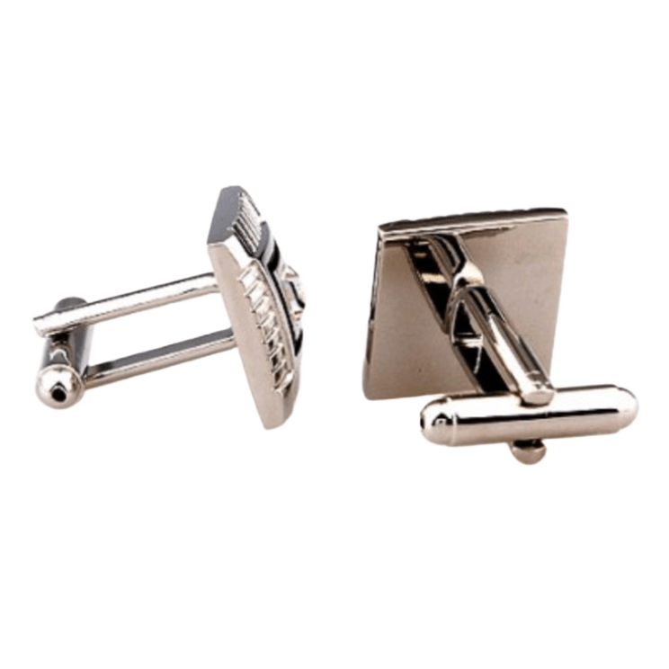 Silver/Black Crystal Square Cuff Links