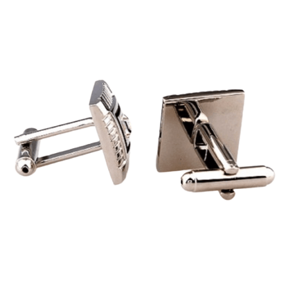 Silver/Black Crystal Square Cuff Links