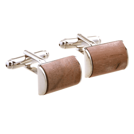 Silver/Brown Curved Cuff Links