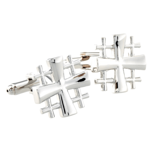 Silver Multi Cross Cuff Links