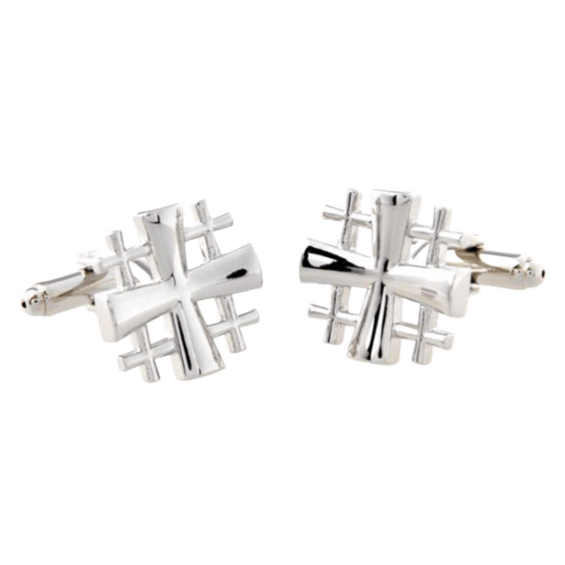 Silver Multi Cross Cuff Links