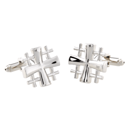 Silver Multi Cross Cuff Links