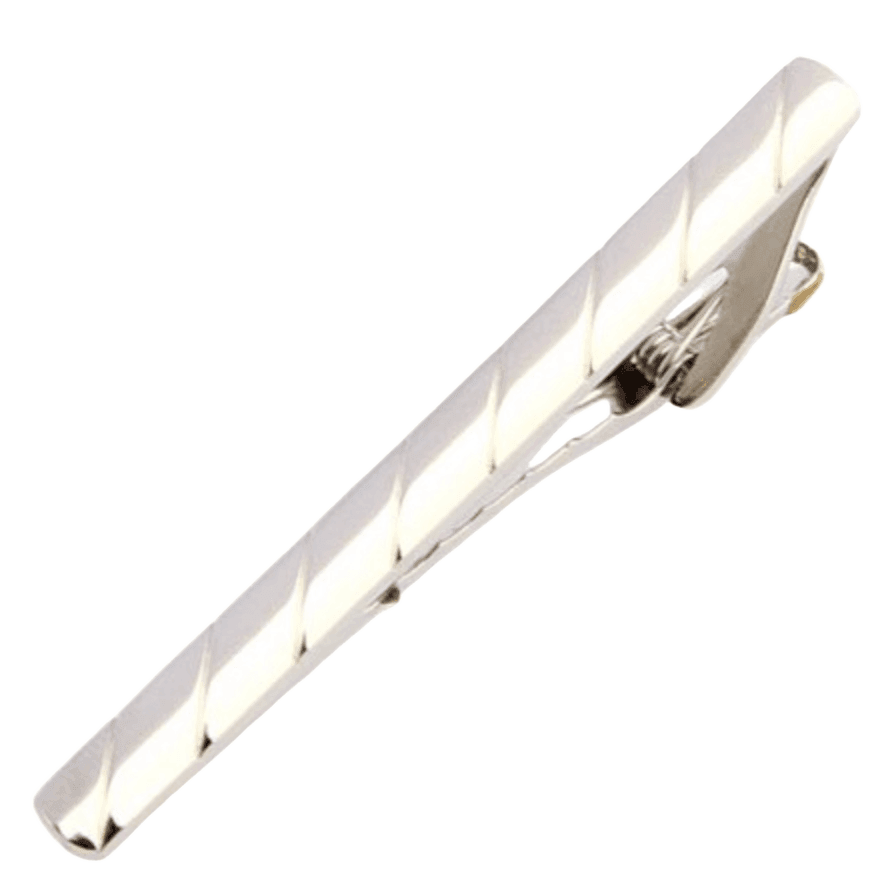 James Adelin Silver Striped Mens Tie Clip