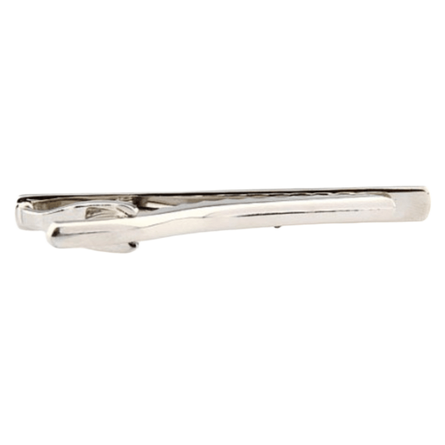 mens silver tie clip showing the clasp at the back